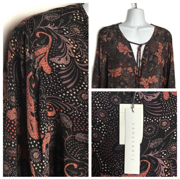 Sanctuary Multi Chiffon Print Top NWT SZ. M - Picture 2 of 6